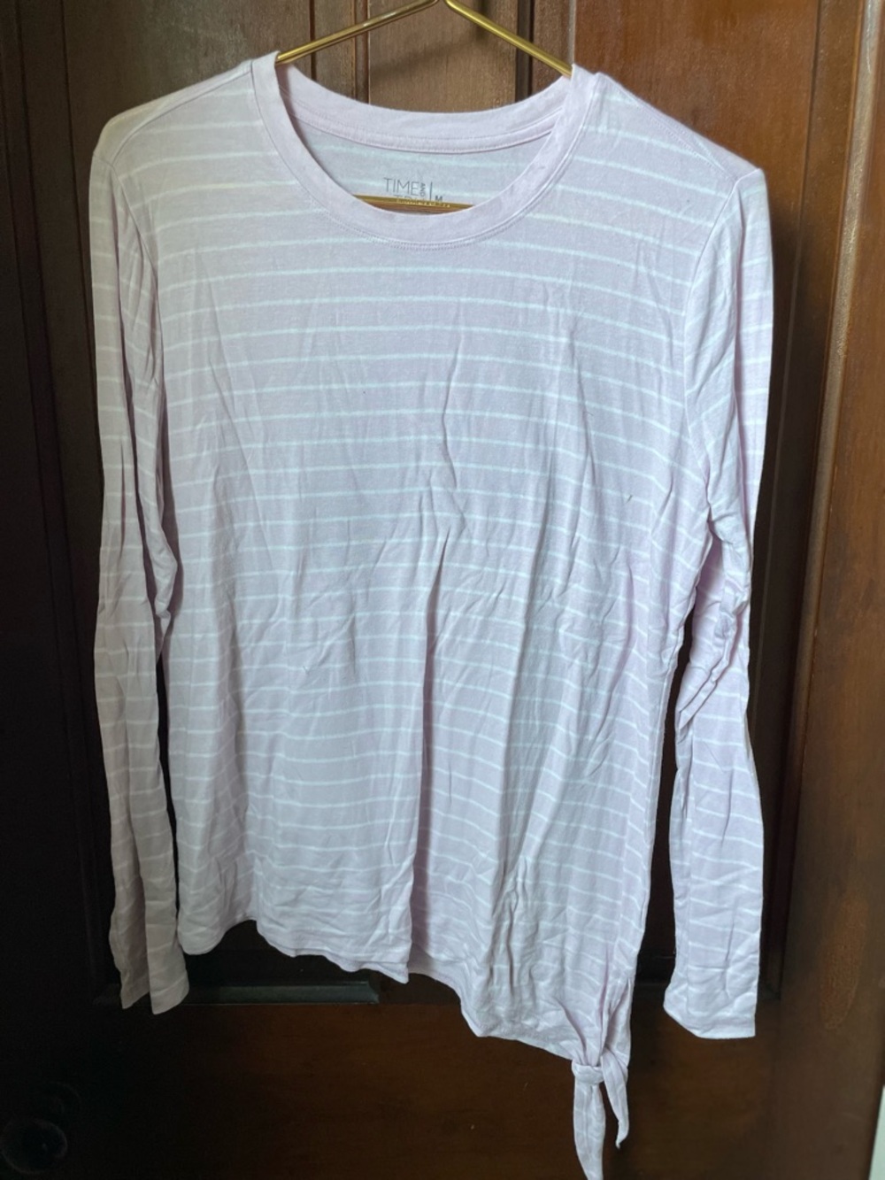 Time and Tru women's medium long sleeve pink striped top